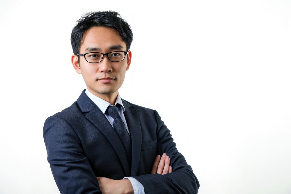 Professional asian man in business suits portrait glasses adult.