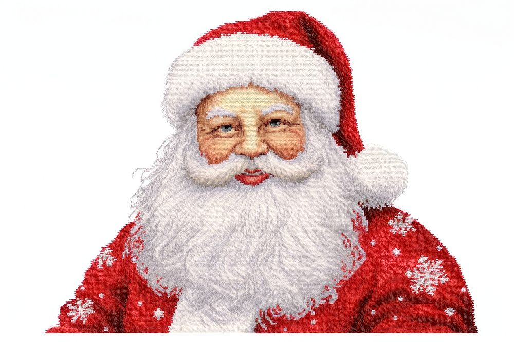 Santa in embroidery style christmas celebration decoration.