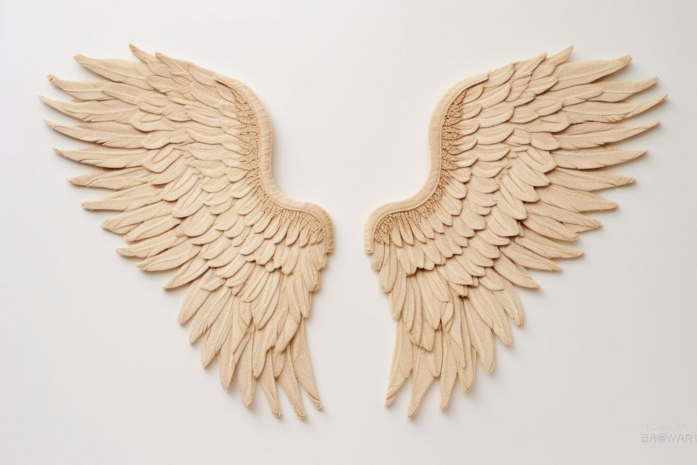 Wings in embroidery style bird wood art.