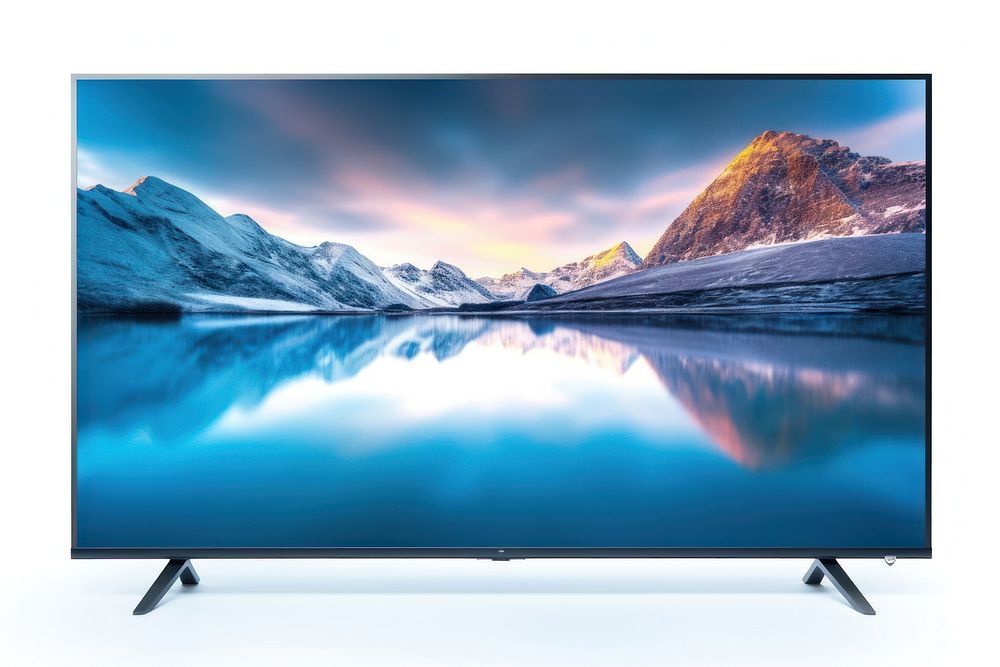 TV 4k flat screen lcd television white background electronics. AI generated Image by rawpixel.