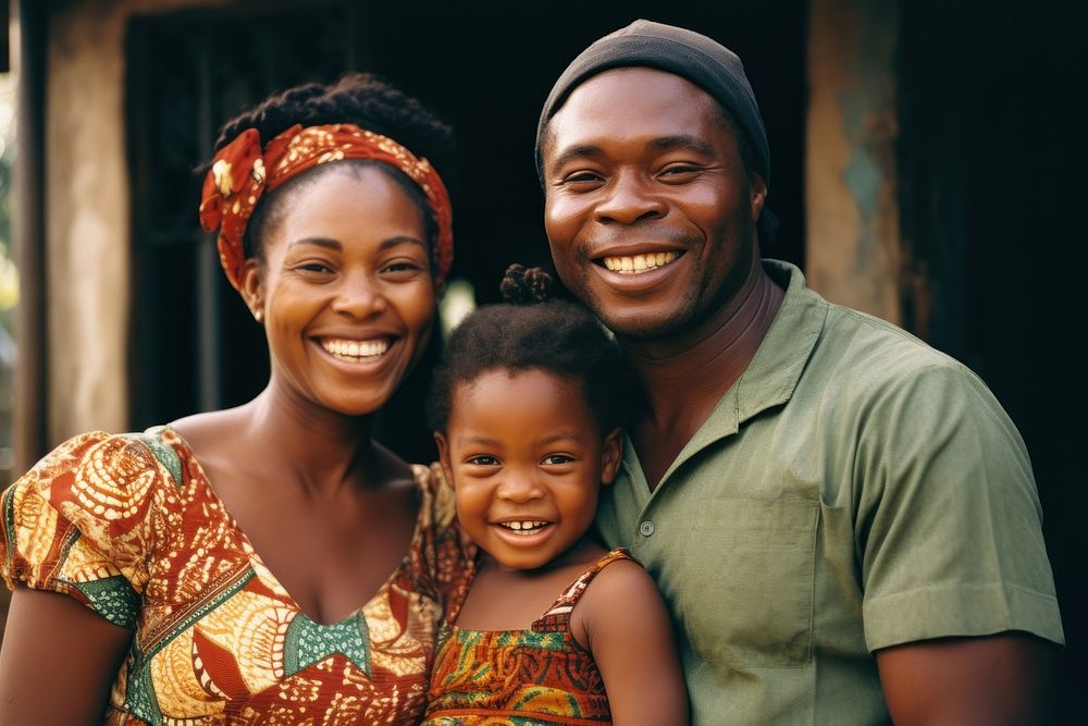 Three members african family laughing adult smile.