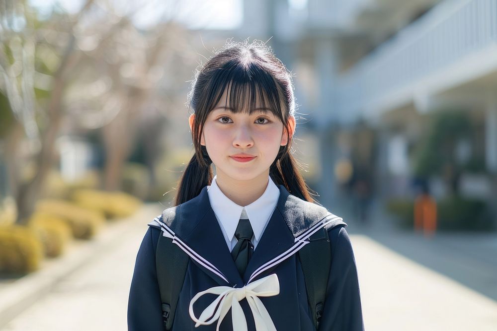 Japanese high school student standing architecture university.