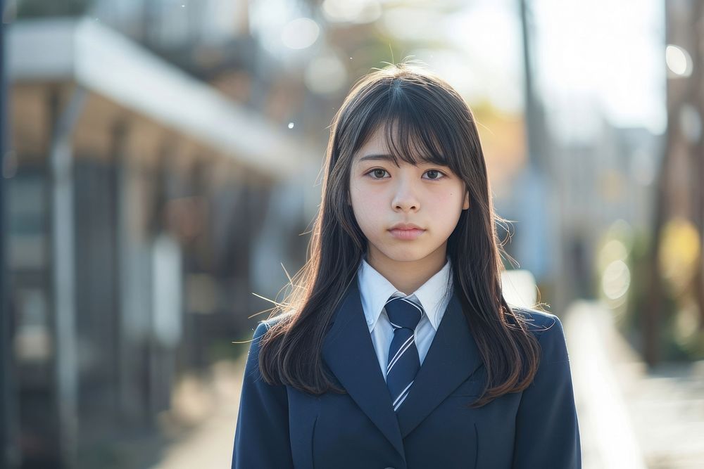 Japanese high school student photography portrait standing.