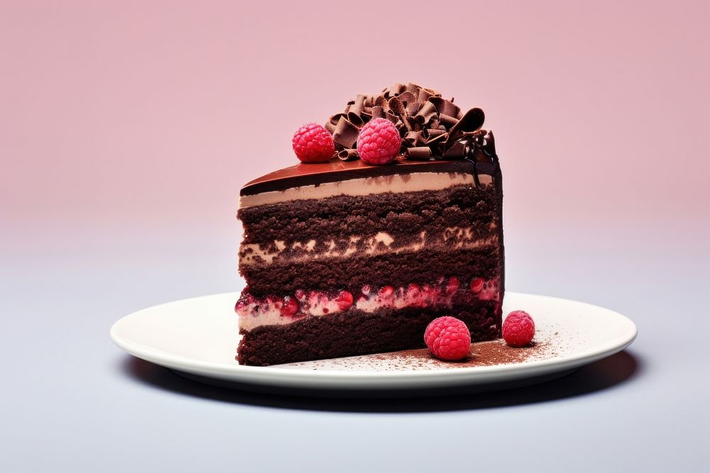Chocolate cake raspberry dessert fruit.