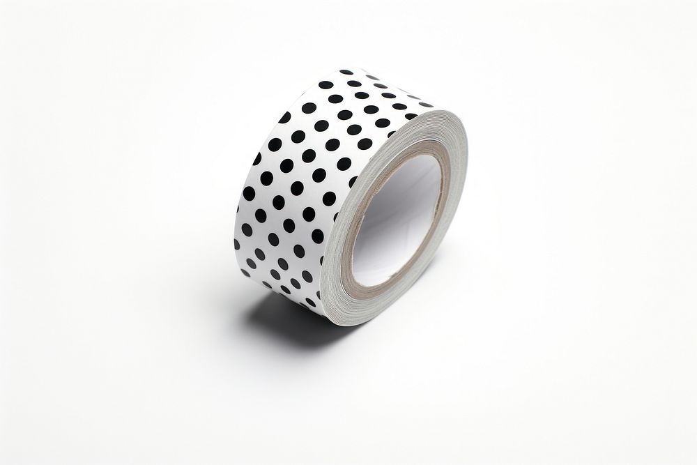 Black and white color polka dot pattern adhesive strip tape white background spotted. AI generated Image by rawpixel.