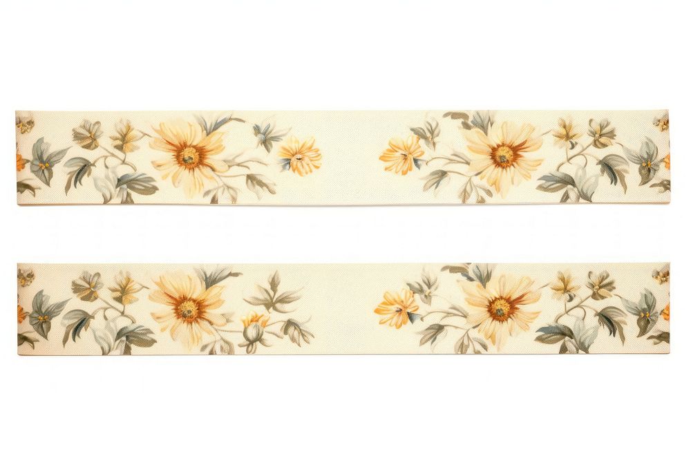 Flower pattern adhesive strip art white background porcelain. AI generated Image by rawpixel.