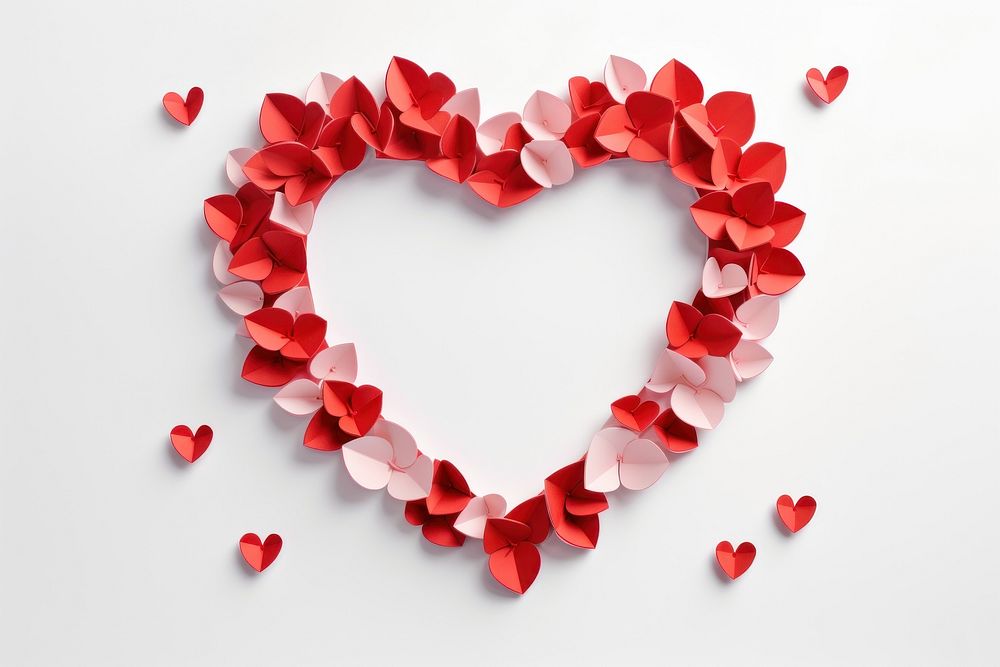 Red heart shape petal white background celebration. AI generated Image by rawpixel.