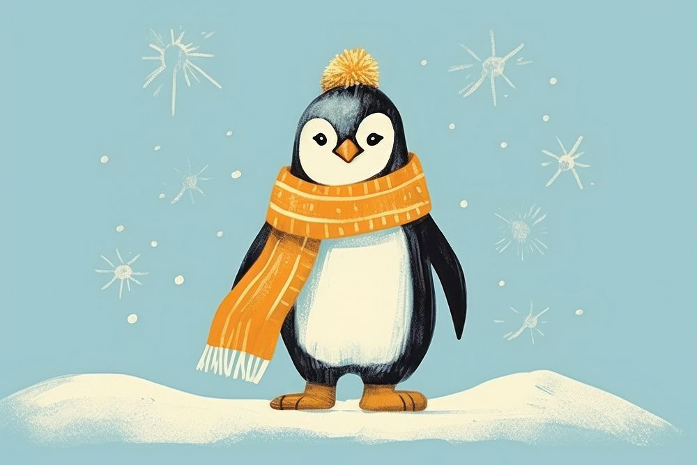 Penguin winter snow nature.