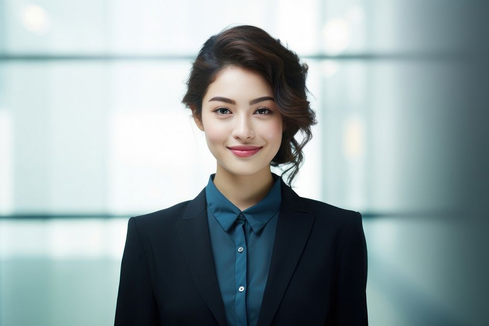 Young woman smiling portrait office adult.