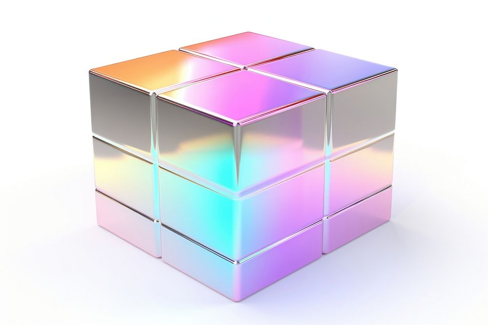 Cuboid iridescent toy white background technology.