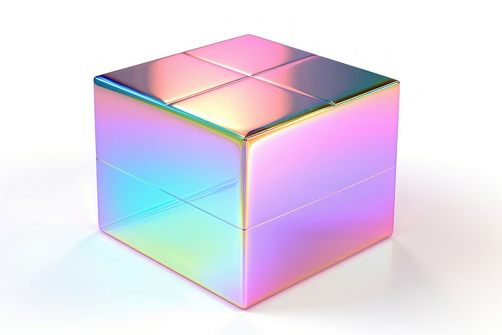 Cuboid iridescent toy white background rectangle.