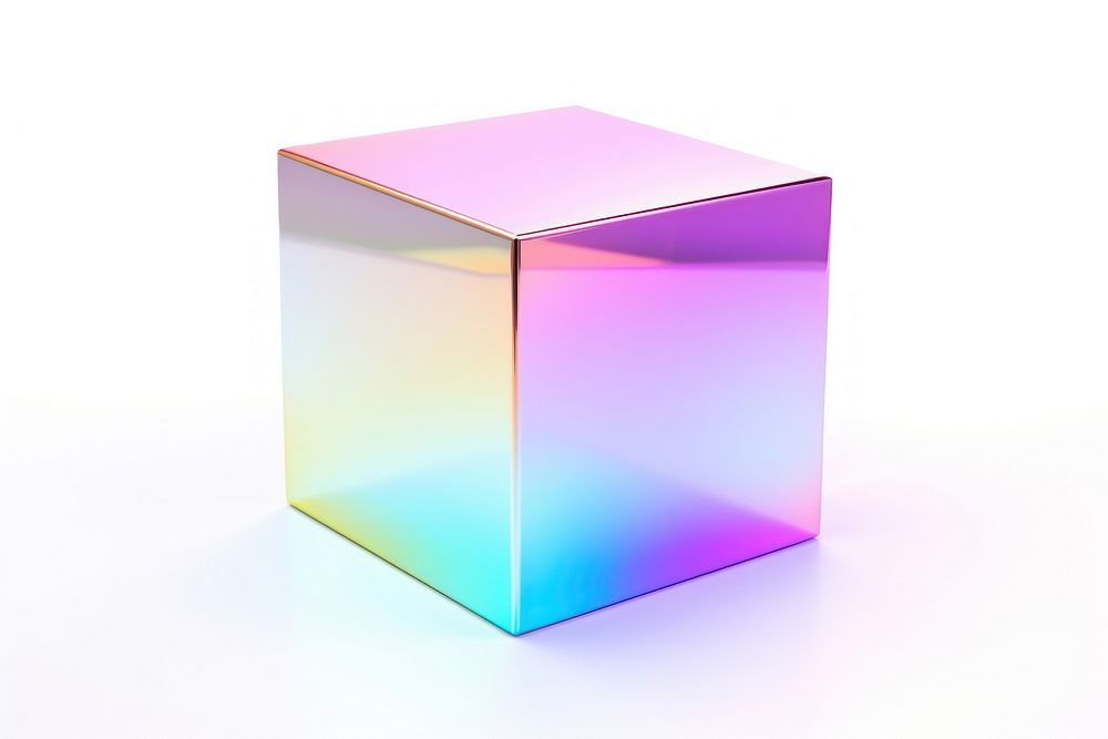 Cuboid iridescent white background simplicity refraction.