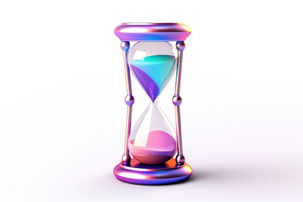Cute hourglass white background deadline research.