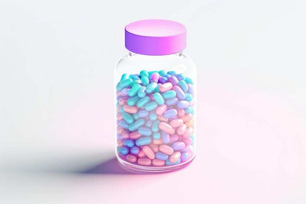 Cute medicine bottle white background confectionery.
