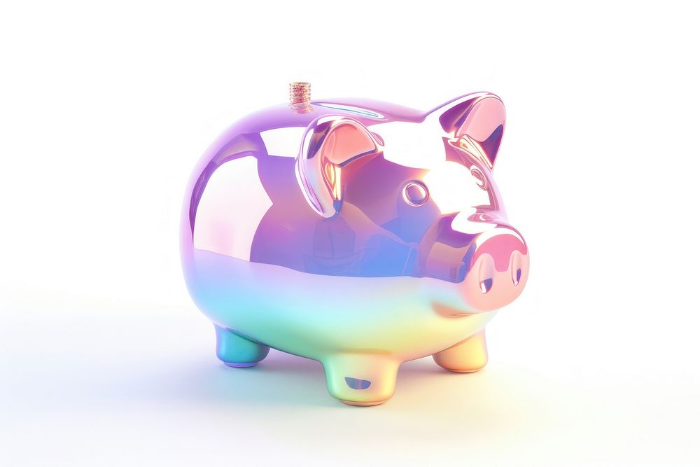 Cute piggy bank white background representation investment.