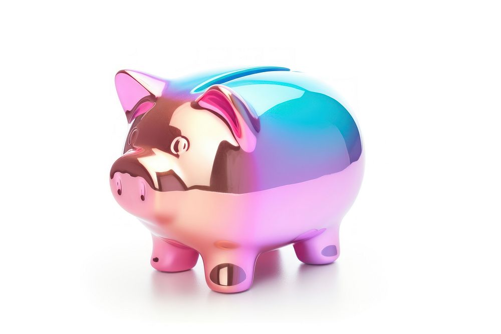 Cute piggy bank white background representation investment.