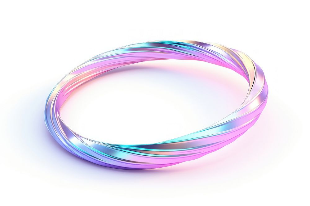 Hoop iridescent bracelet jewelry white background.