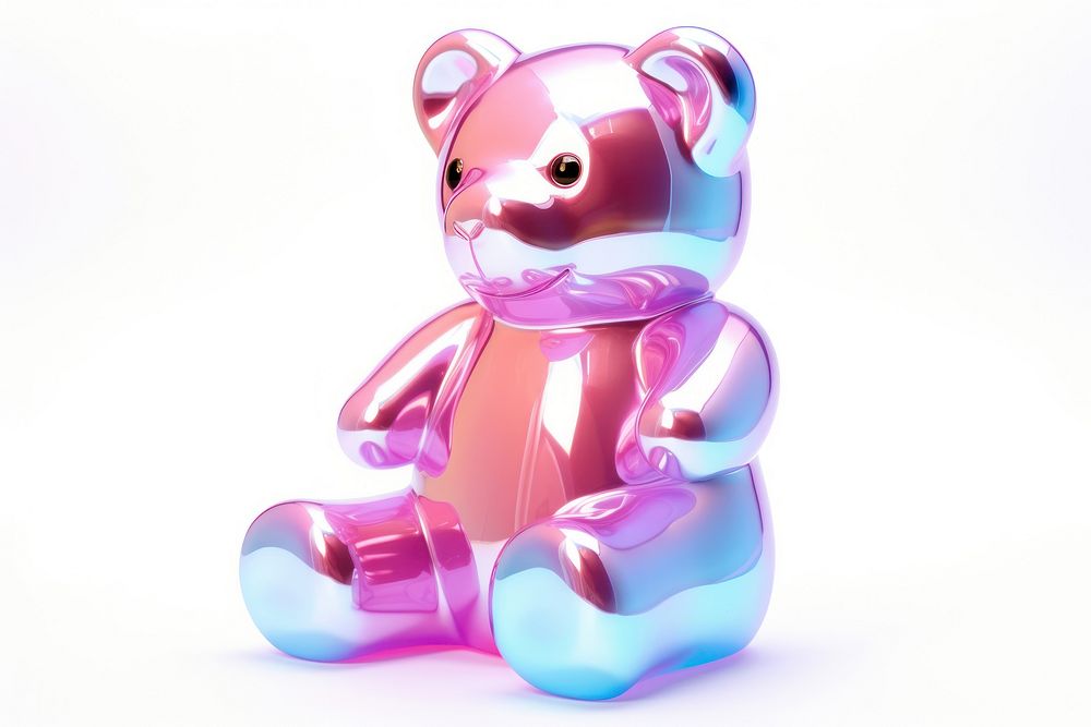 Teddy bear purple toy white background.