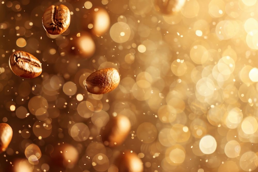 Coffee beans pattern bokeh effect background backgrounds gold invertebrate.