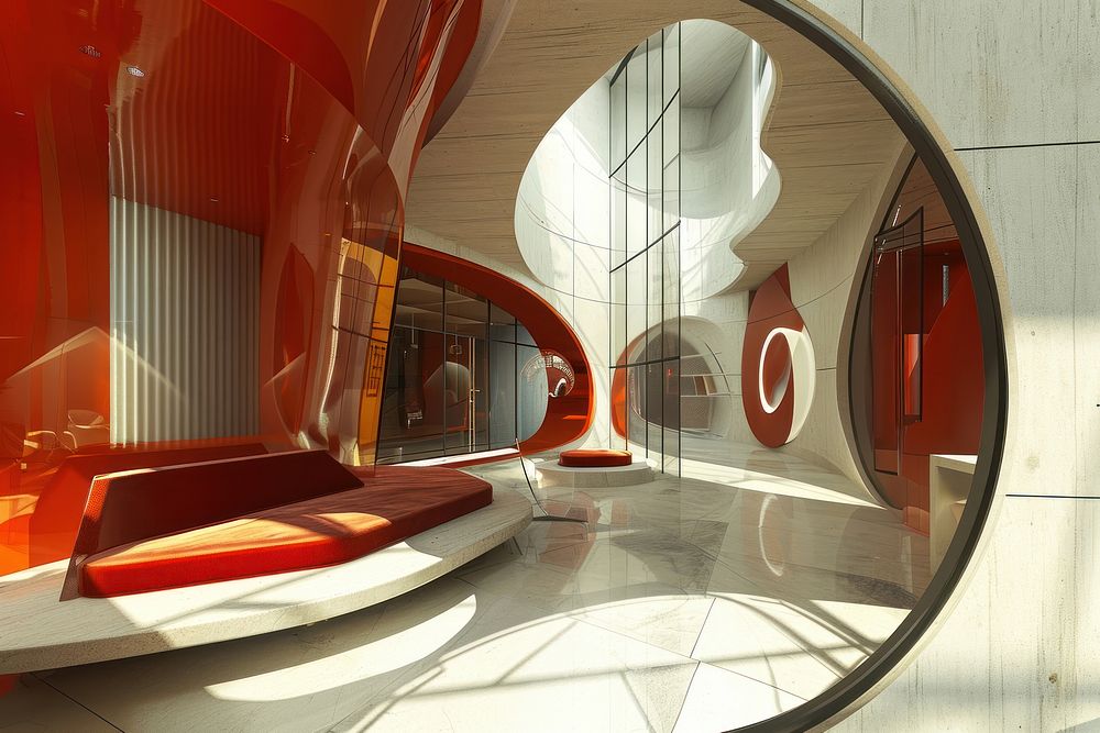 Conceptual abstract design of the interior architecture building staircase.