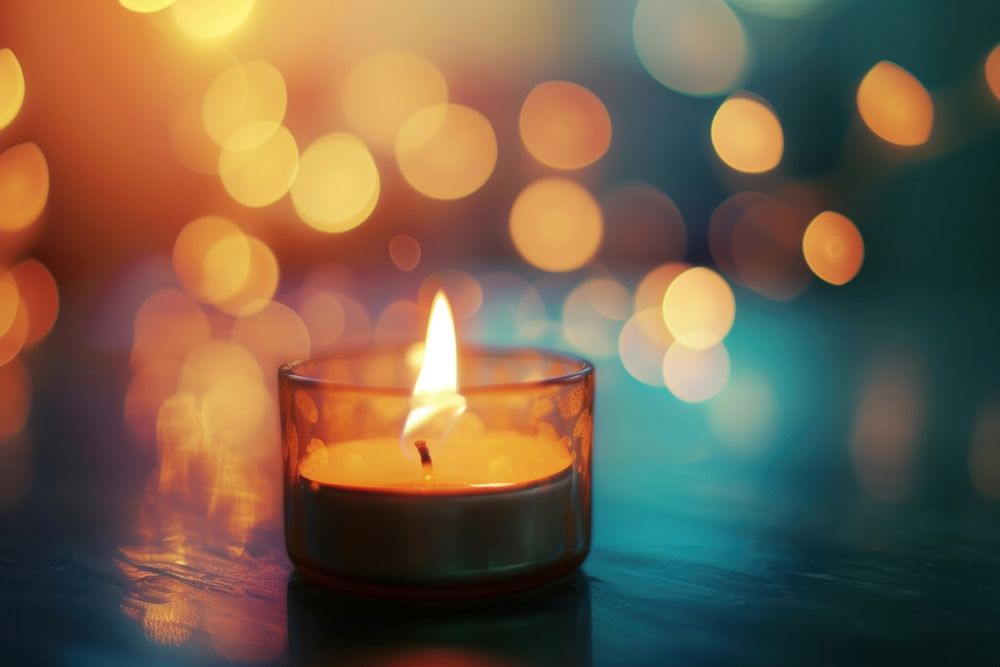 Candle pattern bokeh effect background light fire spirituality.