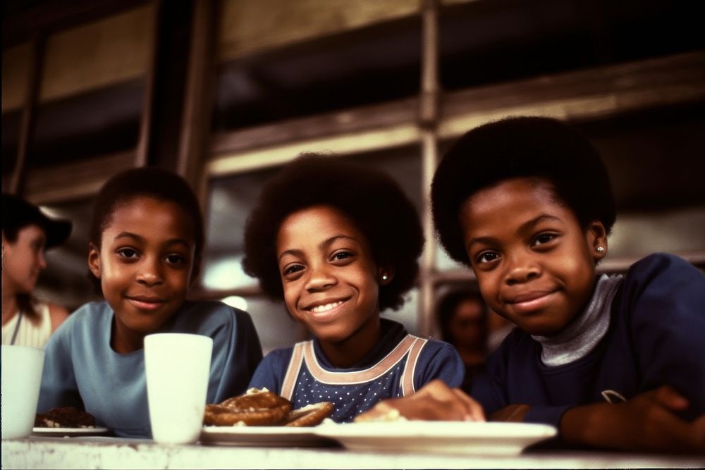 African American kids eating cheerful people child.