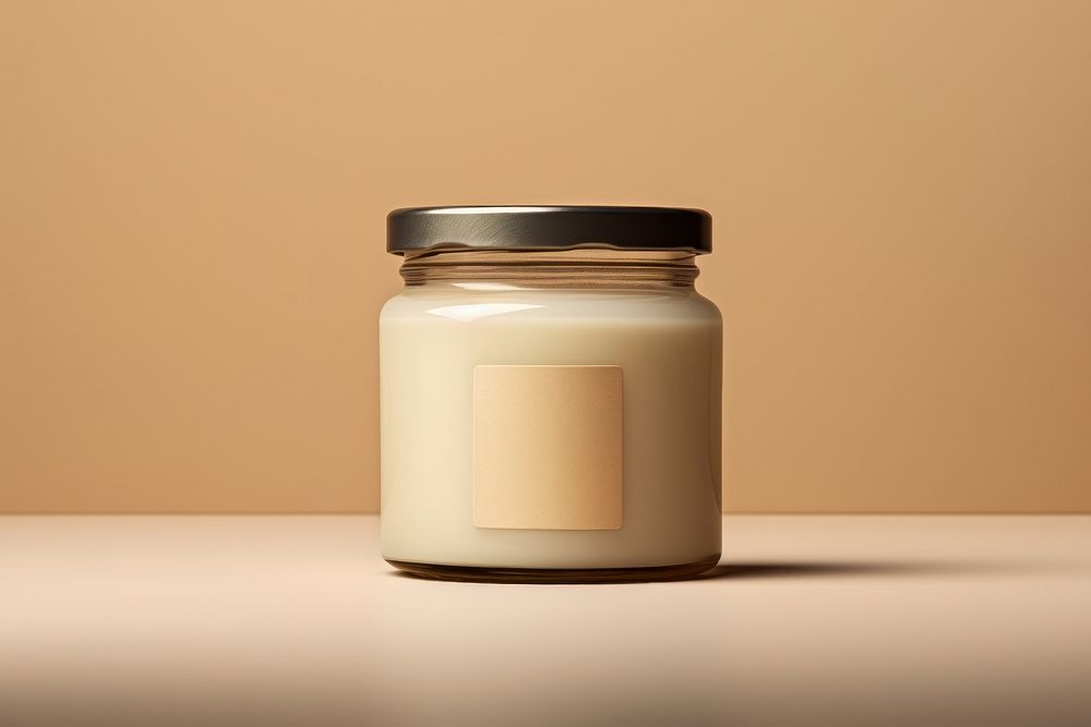 Jar whit label  lighting milk container.