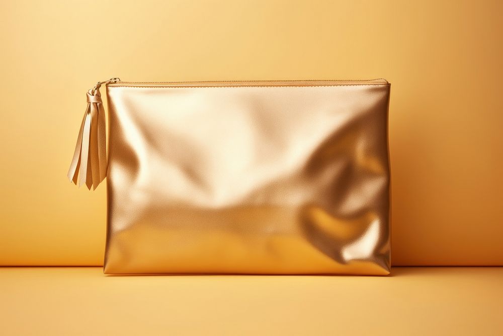 Pouche  handbag gold accessories.