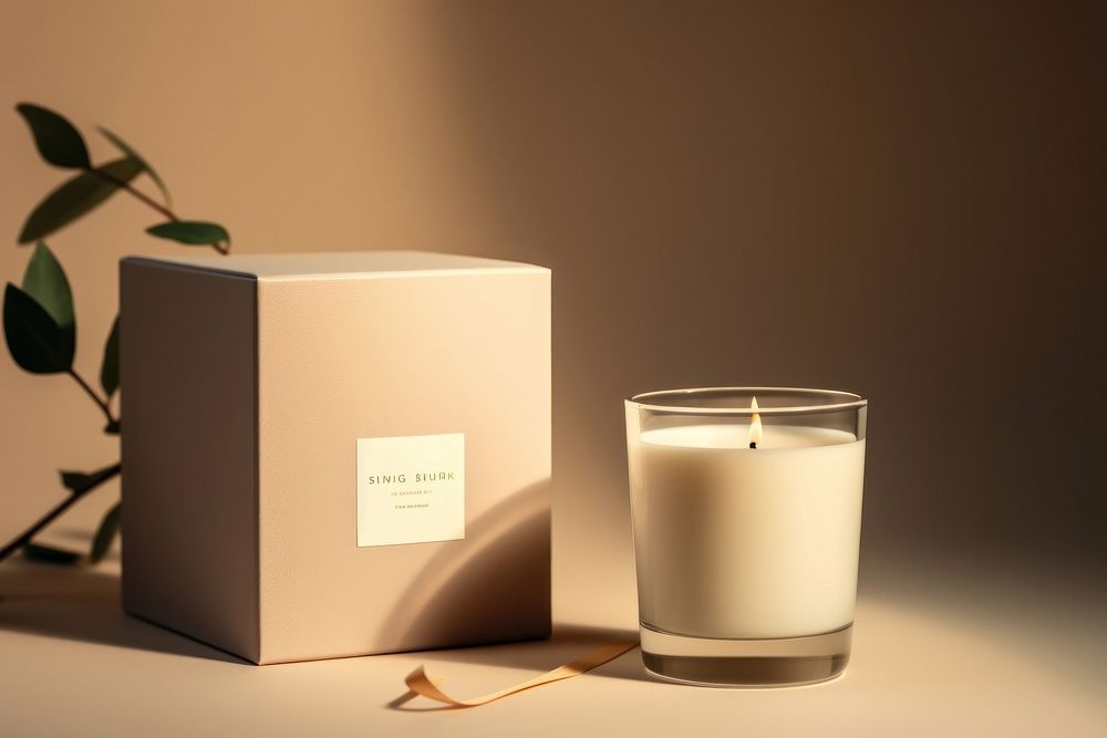 Scented candle and box  lighting container beverage.