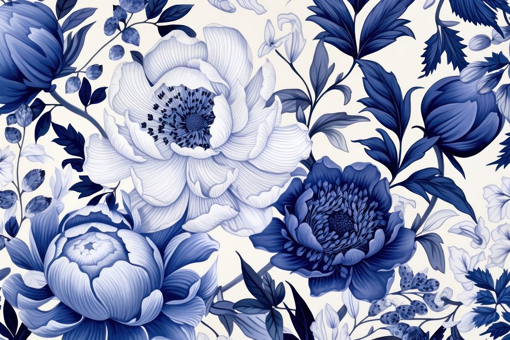 Blue floral pattern white inflorescence.