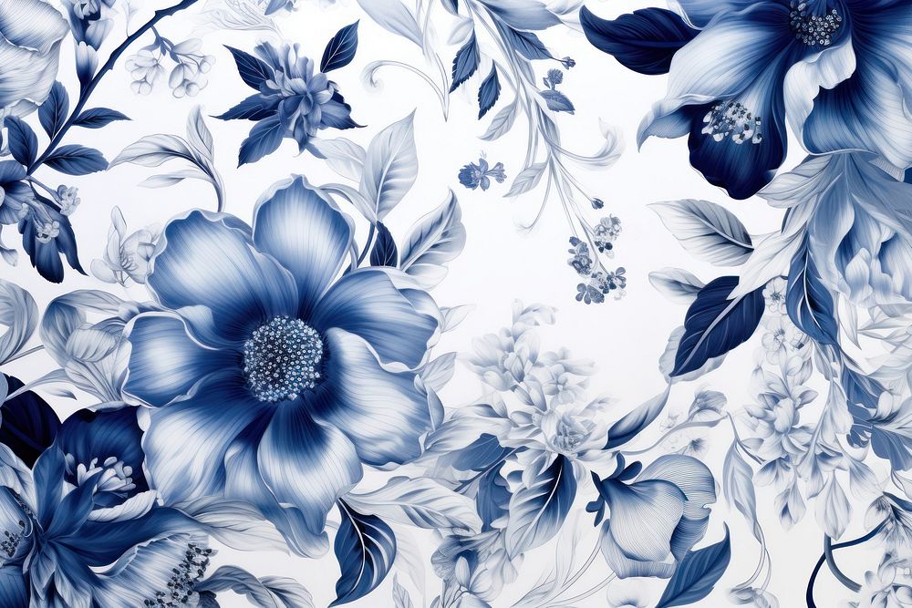 Blue floral pattern flower plant white.