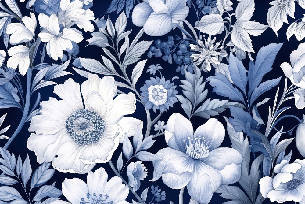 Blue floral pattern flower nature.