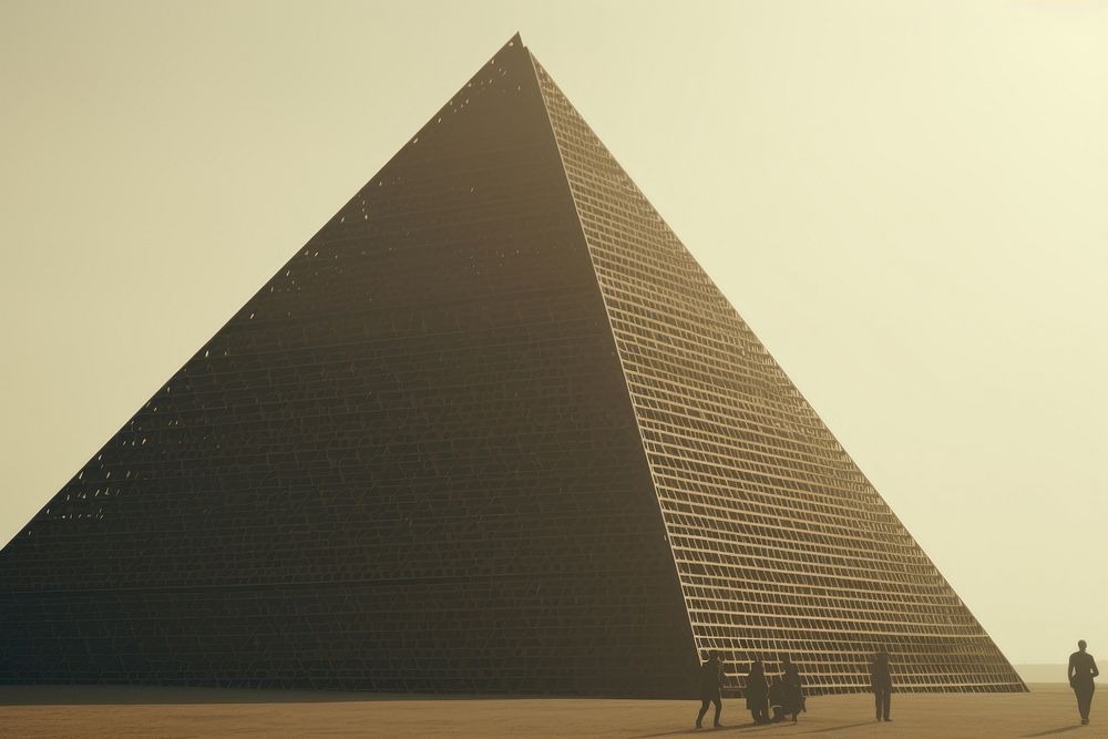 Person climbs up architecture pyramid day. AI generated Image by rawpixel.