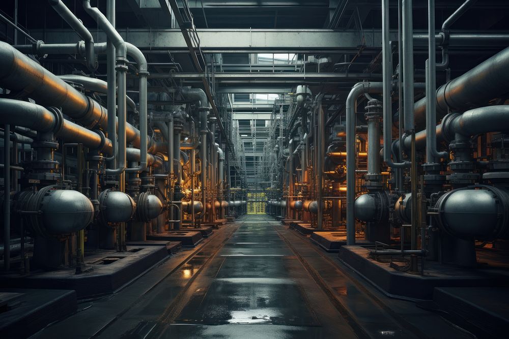 Pipelines and valves factory architecture manufacturing.
