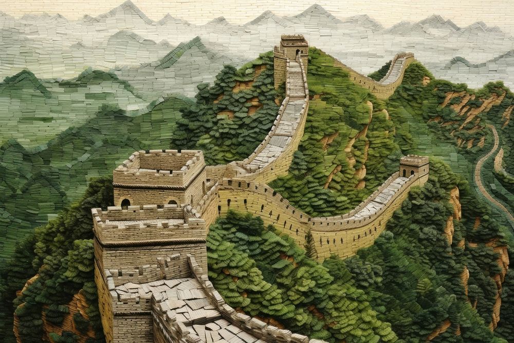 Great wall of China architecture building mountain.