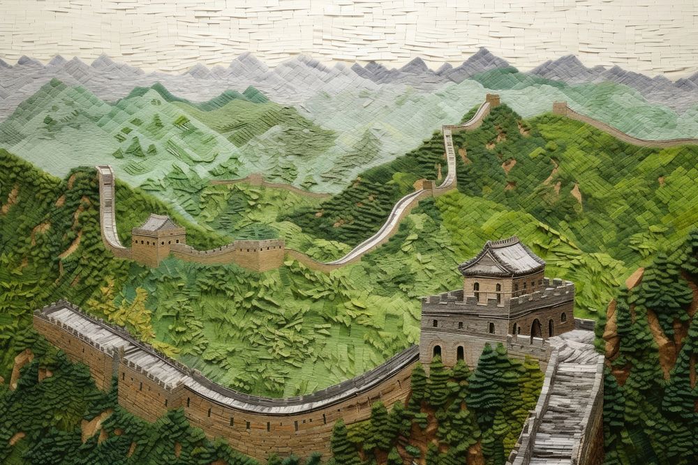 Great wall of China architecture landscape building.