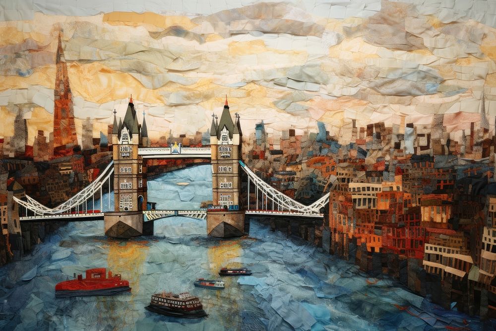 London bridge architecture landscape painting.