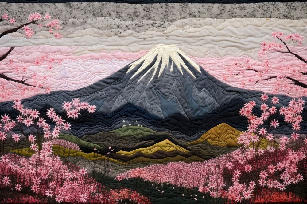 Mountain Fuji landscape mountain textile.