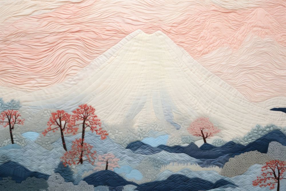 Mountain Fuji landscape mountain art.