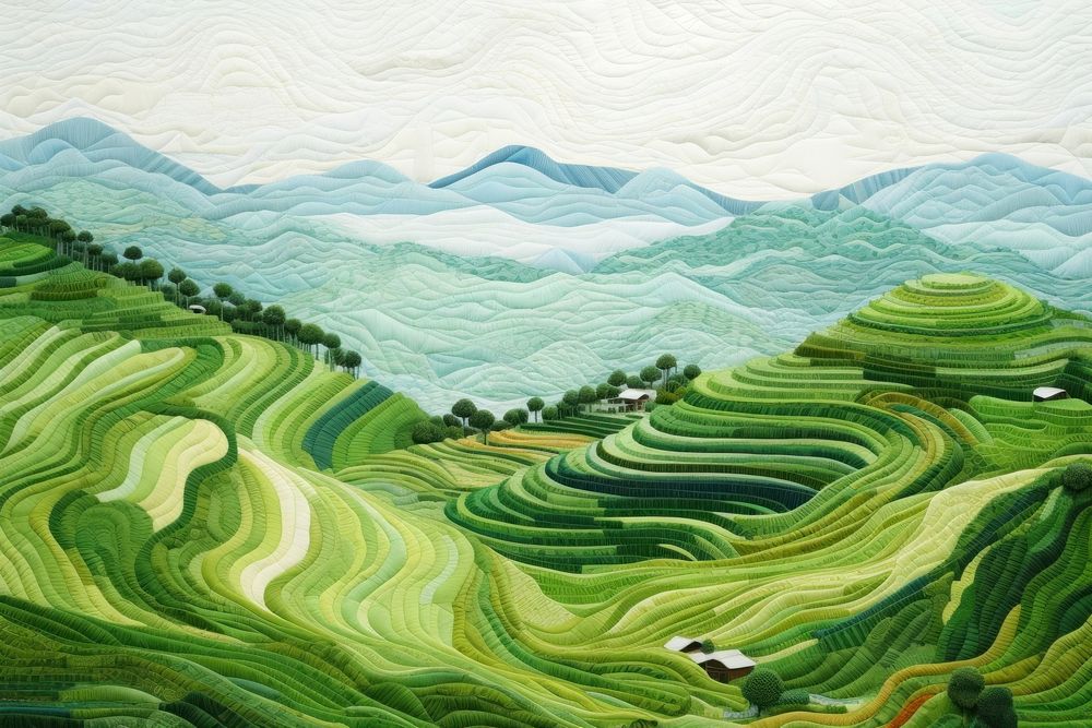 Rice terrace landscape agriculture outdoors.