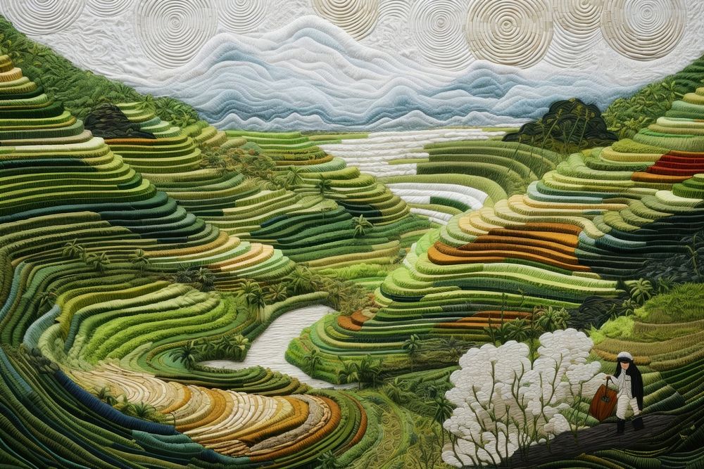 Rice terrace landscape agriculture outdoors.