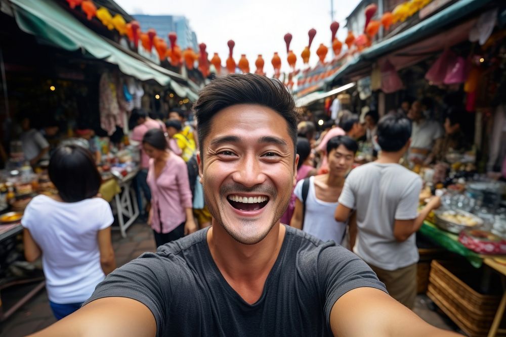 Influencer selfie laughing smiling.