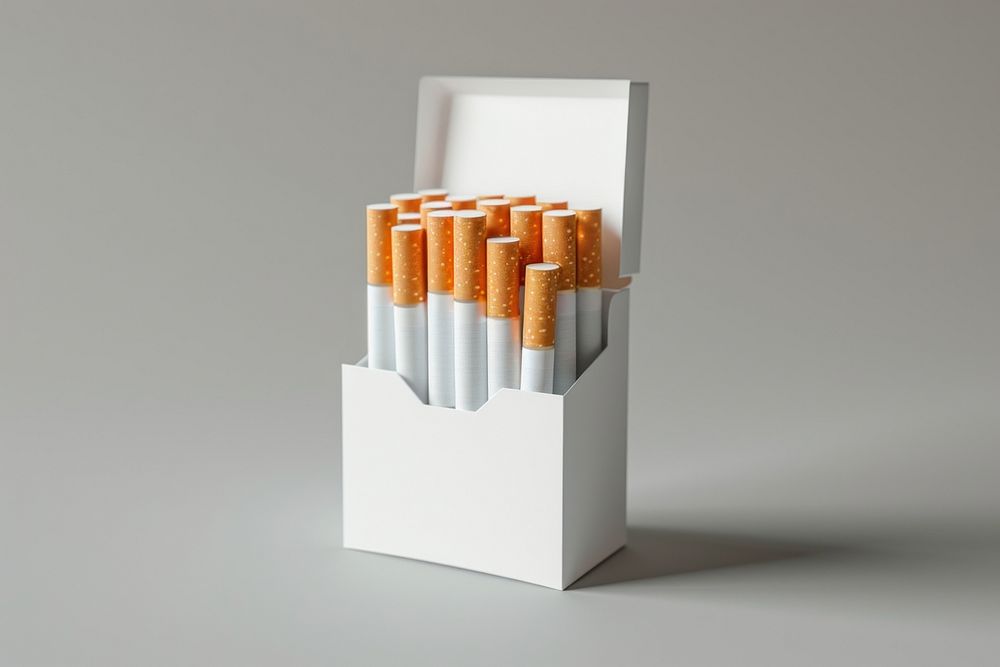 Cigarettes package packaging  gray background studio shot cosmetics.