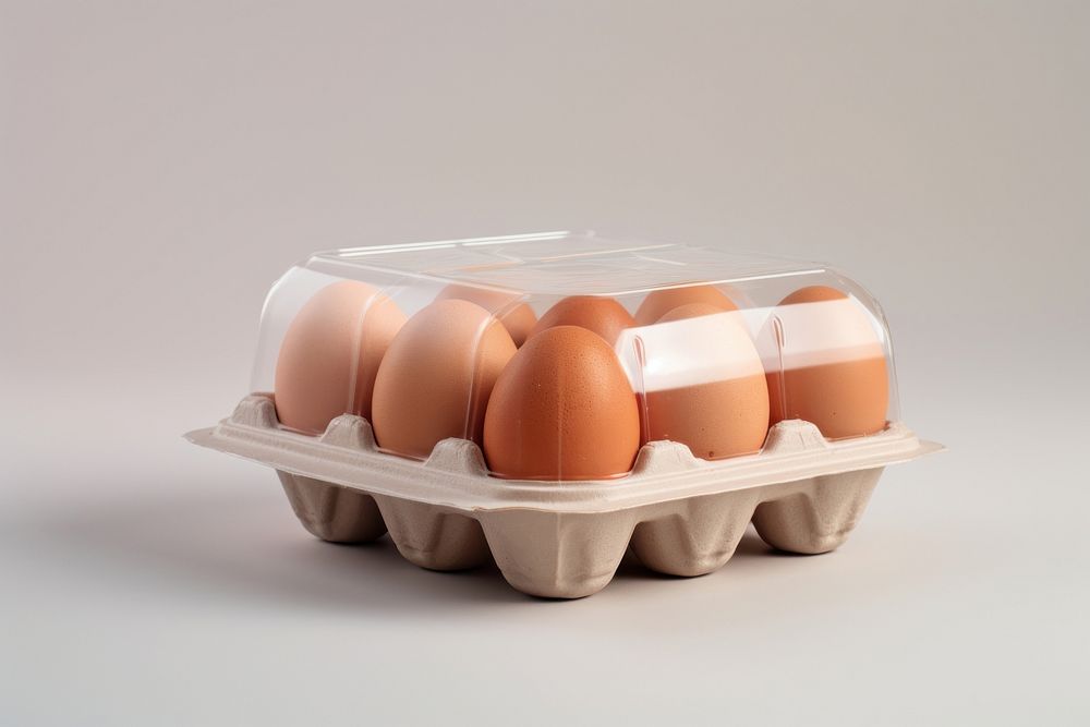 Egg carton packaging  food studio shot still life.