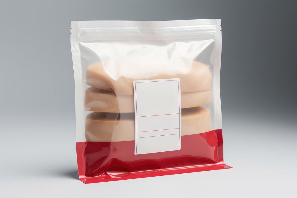 Food plastic bag packaging  studio shot diaper text.