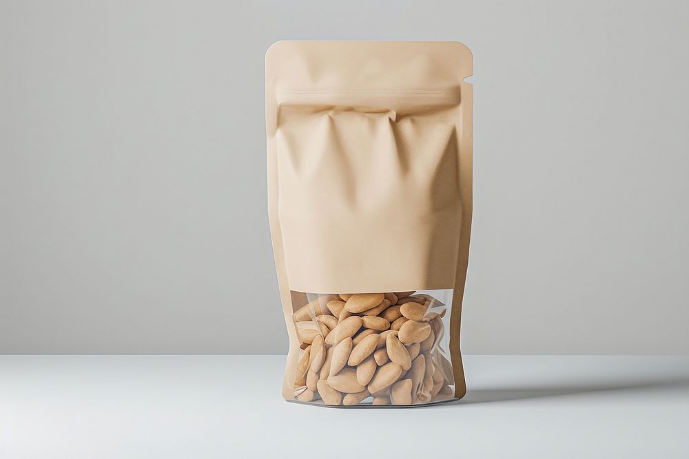 Snack paper bag packaging  almond food seed.