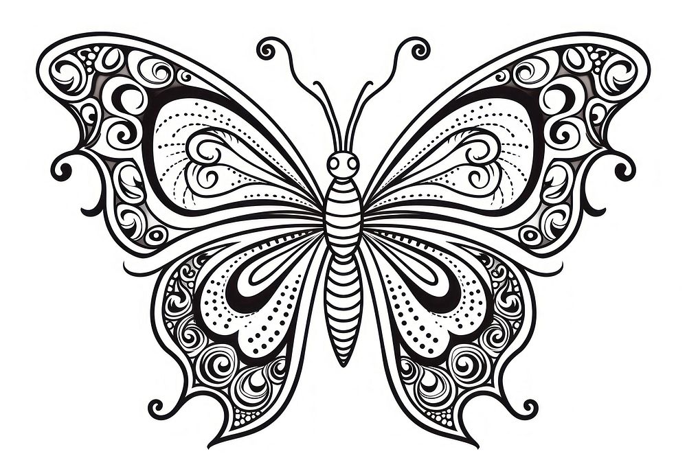 Butterfly pattern drawing sketch.
