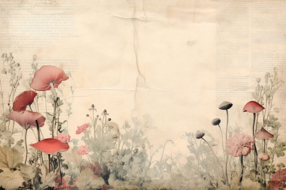 Ephemera style of pale mushroom backgrounds painting flower.