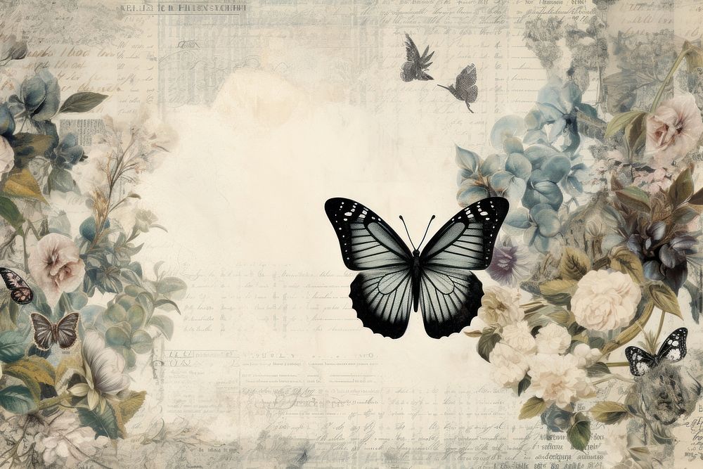 Ephemera style of pale butterfly backgrounds painting pattern.
