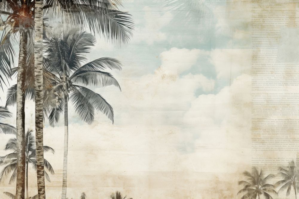 Ephemera style of pale palm tree backgrounds outdoors nature.